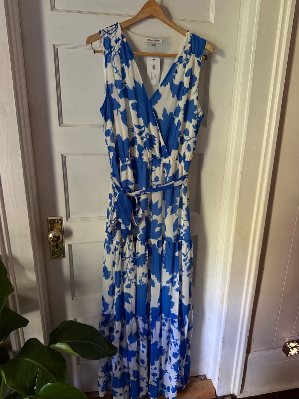 Jealous Tomato Blue & White Floral Maxi Wrap Dress